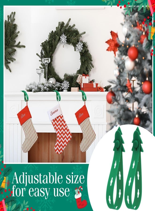 Memorywuu 24 Pcs Christmas Garland Hangers for Mantle Garland Hooks Reusable Silicone Christmas Wreath Ties Stocking Holder Adhesive Straps for Fireplace Stairways Xmas Decor Holiday Craft (Dark Green) - Image 5